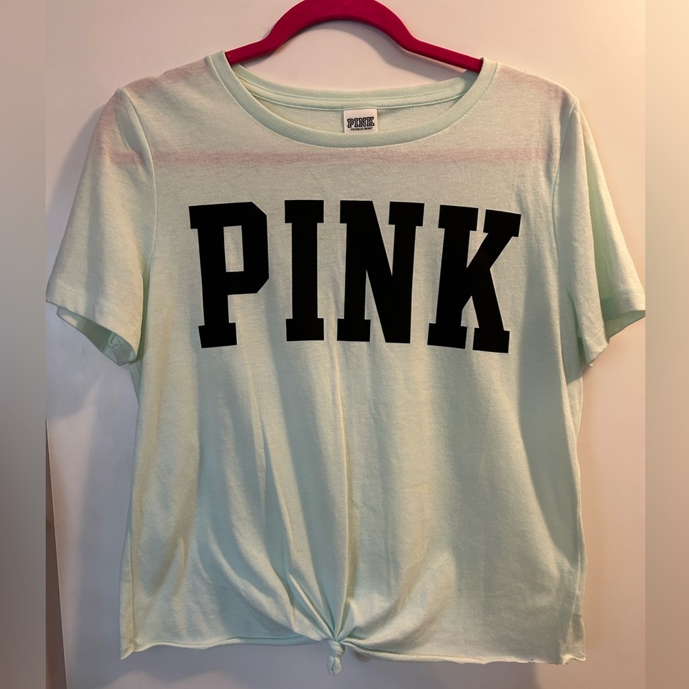 VS PINK like new cropped tie front short sleeve tee